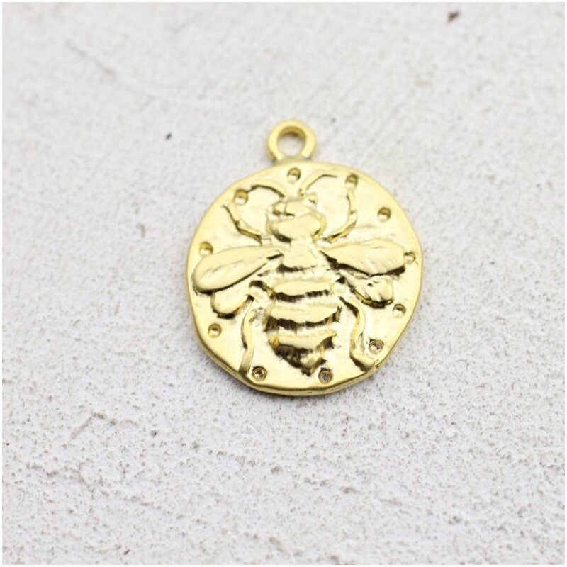 1 Bienen Anhänger 20 mm Ø 2 mm gold 14 28