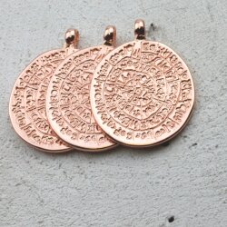 5 Disc Of Phaistos Pendant 39x29 mm, rose gold