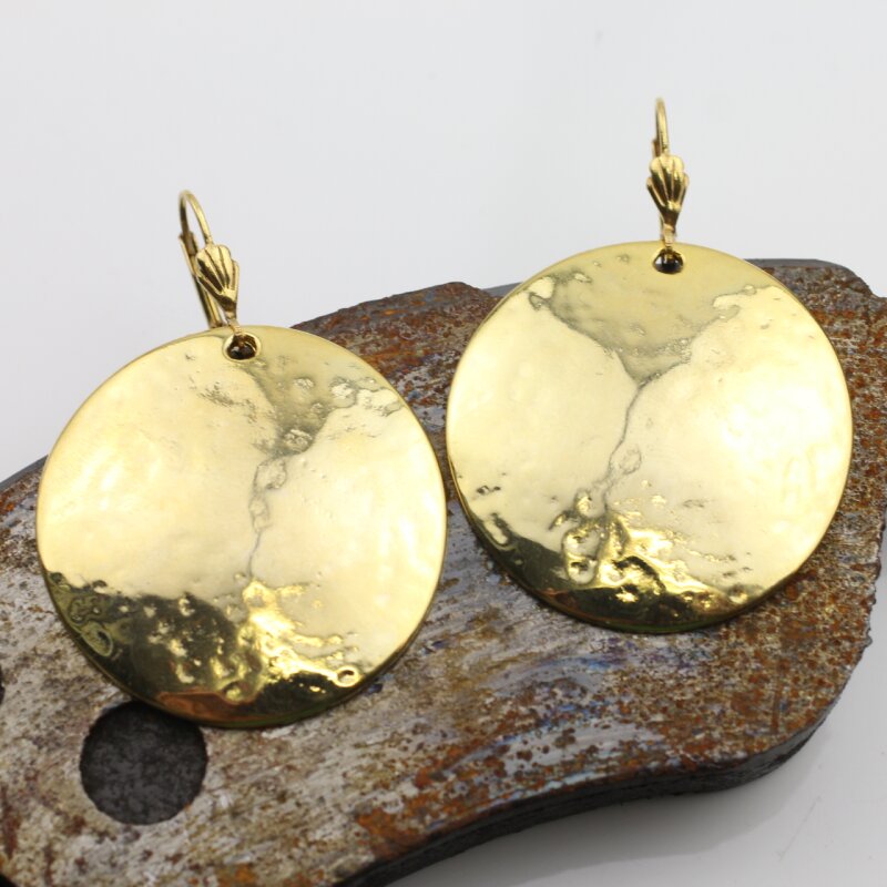 Large gold 2025 disk earrings