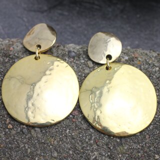 Large hammered sale gold earrings