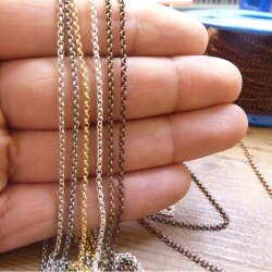 Rolo Chain 2 mm Gold, Silver, Copper, Rose Gold, Wholesale Jewelry Chain - 1 M