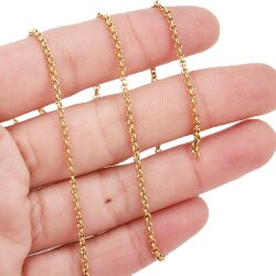 Rolo Chain 2 mm Gold, Silver, Copper, Rose Gold, Wholesale Jewelry Chain - 1 M