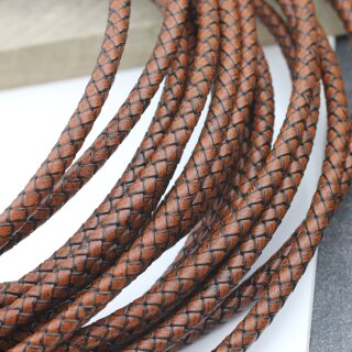 5 Yards 4mm Braided Leather Cords Round Leather Strap Bolot Tie Antique  Brown
