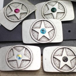 Star Belt Buckle with Swarovski Crystal  Rivoli 12 mm...