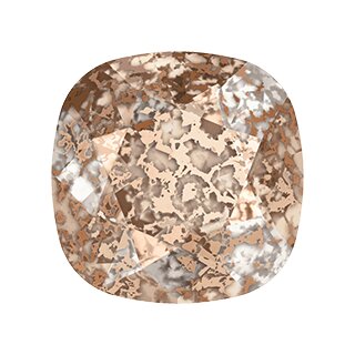 12 mm Cushion Square Swarovski Crystal 4470 326 Crystal Rose Patina