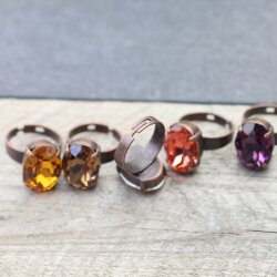 Swarovski Crystal Ring, Oval Cocktail Ring, Sparkly Crystal Ring, Statement Ring, Large Oval Ring, Adjustable Copper Band Ring