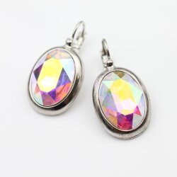 Ohrringe Swarovski Kristall Silber Oval groß 18x13 mm glitzer ohrringe ohrhänger