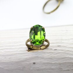 Cocktail Ring Mit Swarovski-Kristalle, Efsa Kristalle Oval groß 18x13 mm glitzer