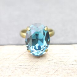 Cocktail Ring Mit Swarovski-Kristalle, Efsa Kristalle Oval groß 18x13 mm glitzer