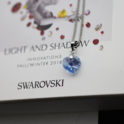 Kette mit Swarovski Kristall Herz Anhänger 10 mm Swarovski Kristallen, handgefertigt