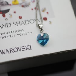 Swarovski Crystal Heart Necklace with 10 mm Swarovski Crystal Pendant, handmade