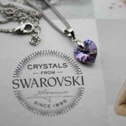 Swarovski Crystal Heart Necklace with 10 mm Swarovski Crystal Pendant, handmade