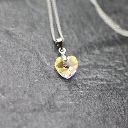 Crystal Silver Night Glam Heart Necklace with 10 mm...