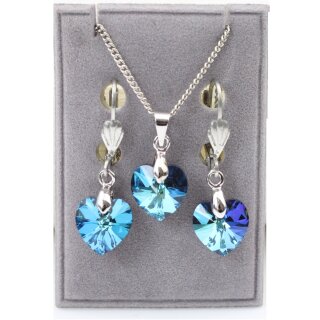 Set Swarovski Crystal Heart Necklace and Earring with 10 mm Swarovski Crystal Pendant, handmade