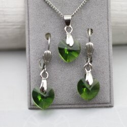 Set Ohrhänger und Kette mit Swarovski Kristall Herz Anhänger 10 mm Swarovski Kristallen, handgefertigt