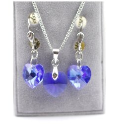 Set Swarovski Crystal Heart Necklace and Earring with 10 mm Swarovski Crystal Pendant, handmade