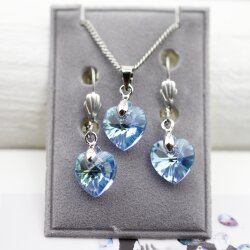 Set Swarovski Crystal Heart Necklace and Earring with 10...