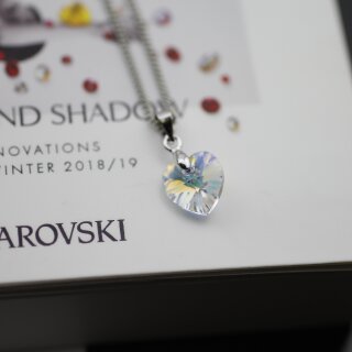 Swarovski Crystal Heart Necklace with 10 mm Swarovski Crystal Pendant, handmade