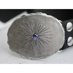 Sun Belt Buckle with 6 mm Swarovski Crystal, Antique Silver
