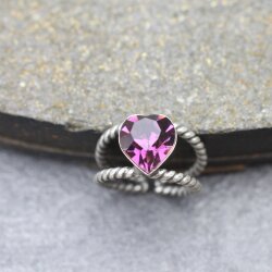 Swarovski Crystal heart Ring, Sparkly Crystal Ring, Statement Ring, Adjustable Ring