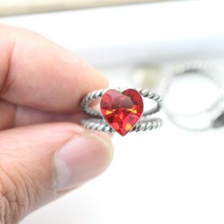 Swarovski Crystal heart Ring, Sparkly Crystal Ring, Statement Ring, Adjustable Ring