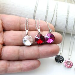 Swarovski Crystal Rivoli Necklace, Swarovski Crystal Pendant, Crystal Necklaces, handmade