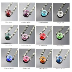 Personalized Birthstone Necklace, Swarovski Crystal...