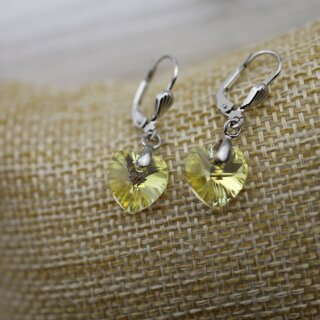 Silver Night Glam Herz Ohrringe mit 10 mm Swarovski Kristallen, handgefertigt 56 Jonquil