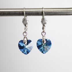 Silver Night Glam Heart Earrings with 10 mm Swarovski...