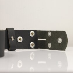 Black leather belt Casual snap belt 4 cm, Leather Snap Belt Strap