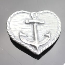 Rustical Silver Anchor on Heart Belt buckle, with knurled border