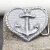 Rustical Silver Anchor on Heart Belt buckle, with knurled border