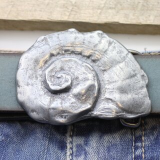 Belt buckle snail shell, Rustic silver