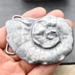 Belt buckle snail shell, Rustic silver