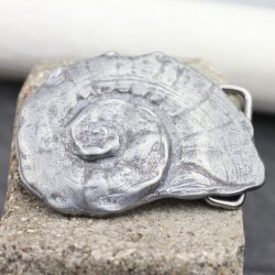 Belt buckle snail shell, Rustic silver