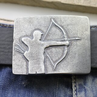 Belt buckle archer male, Rustic silver