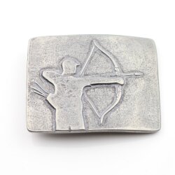 Belt buckle archer male, Rustic silver