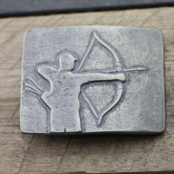 Belt buckle archer male, Rustic silver