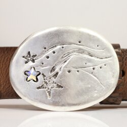 Belt buckle Flower with 10 mm Star Swarovski Crystal aurora borealis