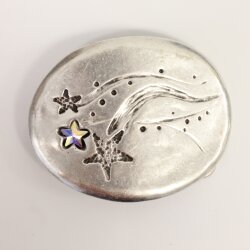 Belt buckle Flower with 10 mm Star Swarovski Crystal aurora borealis