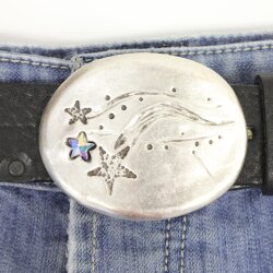 Belt buckle Flower with 10 mm Star Swarovski Crystal...