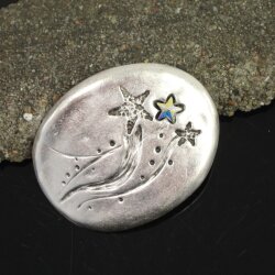 Belt buckle Flower with 10 mm Star Swarovski Crystal aurora borealis