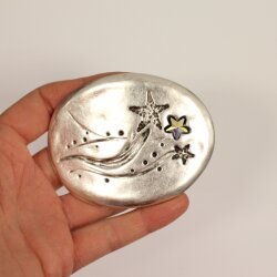 Belt buckle Flower with 10 mm Star Swarovski Crystal aurora borealis