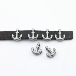 10 Anchor Slider Beads, dark silver