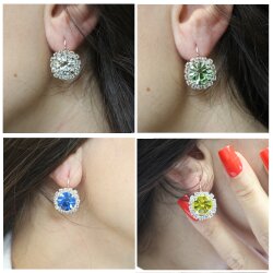 Crystal Earrings, lever back rhinestone earrings 10 mm...