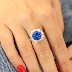 Kristal Ring mit 10 mm Swarovski Steine – Silber Ring Handgefertigt in Deutschland