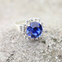 Kristal Ring mit 10 mm Swarovski Steine – Silber Ring Handgefertigt in Deutschland