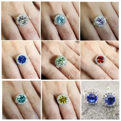 Kristal Ring mit 10 mm Swarovski Steine – Silber...