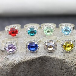 Kristal Ring mit 10 mm Swarovski Steine – Silber Ring Handgefertigt in Deutschland