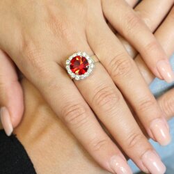 Kristal Ring mit 10 mm Swarovski Steine – Silber Ring Handgefertigt in Deutschland